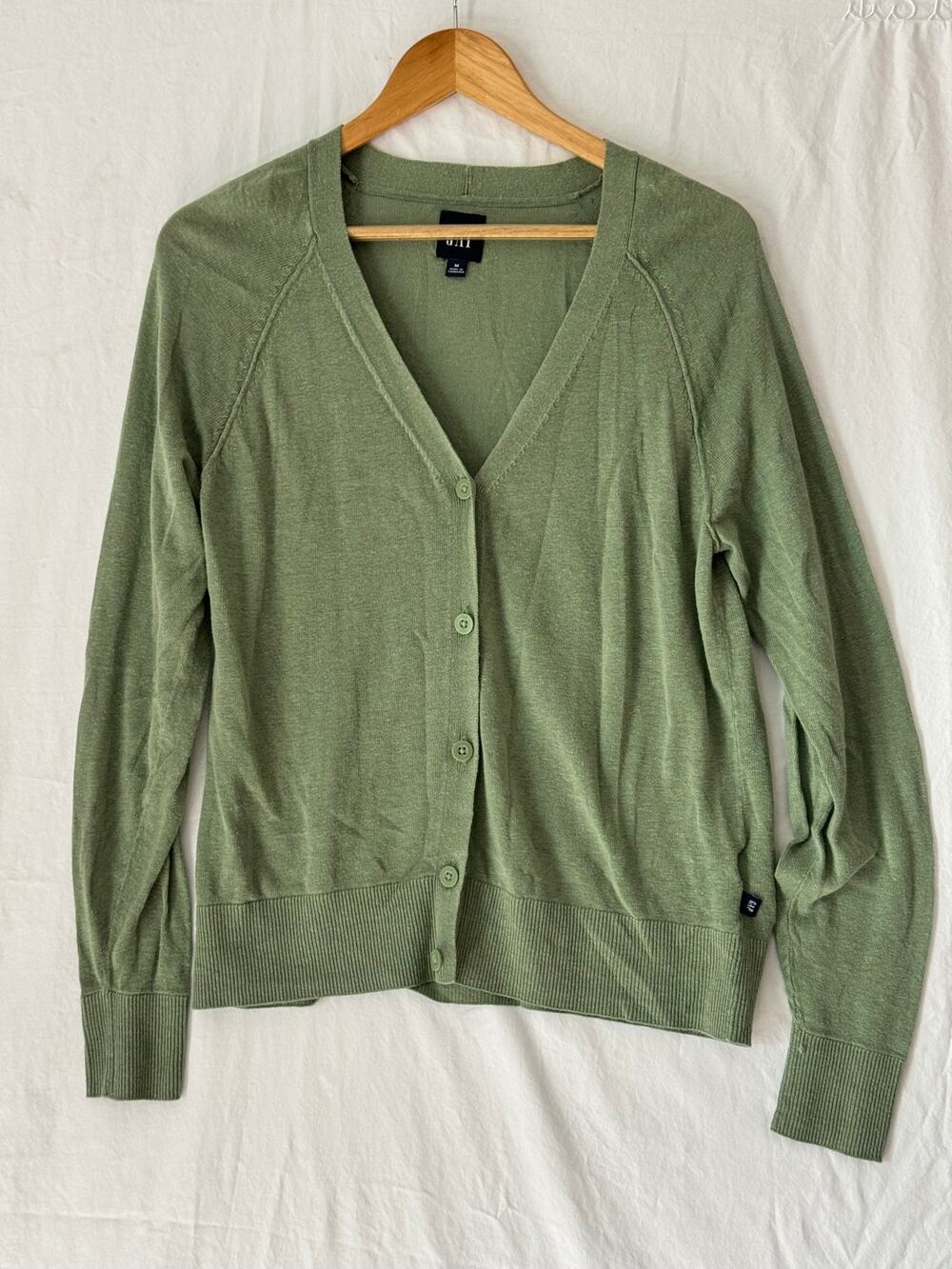 Gap Women’s Linen Blend Cardigan Lightweight Sage Green Size M